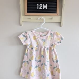 Lemon Print Pink Kids Dress